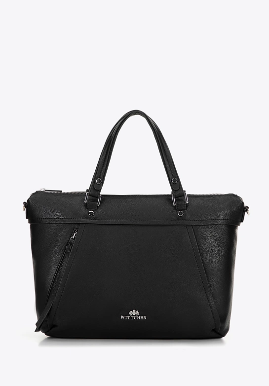 Damska torba na laptopa 15" ze skóry z chwostem czarna