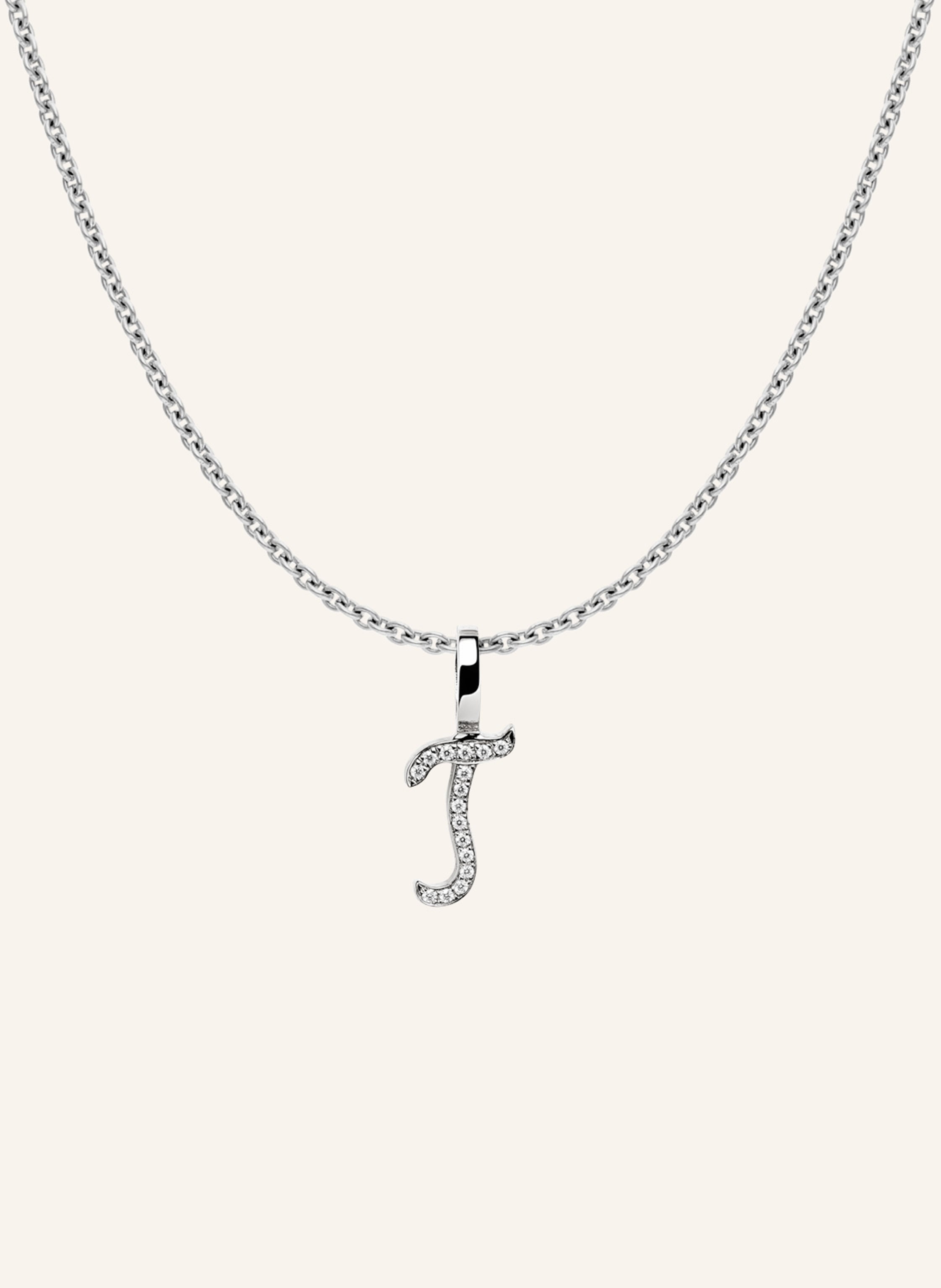 CADA Kette TINY DIAMOND LETTER T
