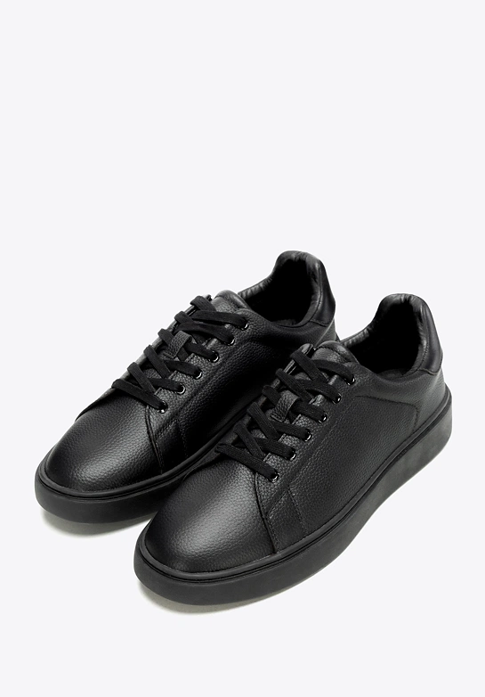Męskie sneakersy ze skóry naturalnej licowej czarne