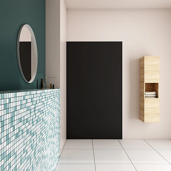 Panneau mural de douche Noir 90x210cm,Panneaux muraux salle de bain habillage mural aluminium,avec 2 profilés de finition