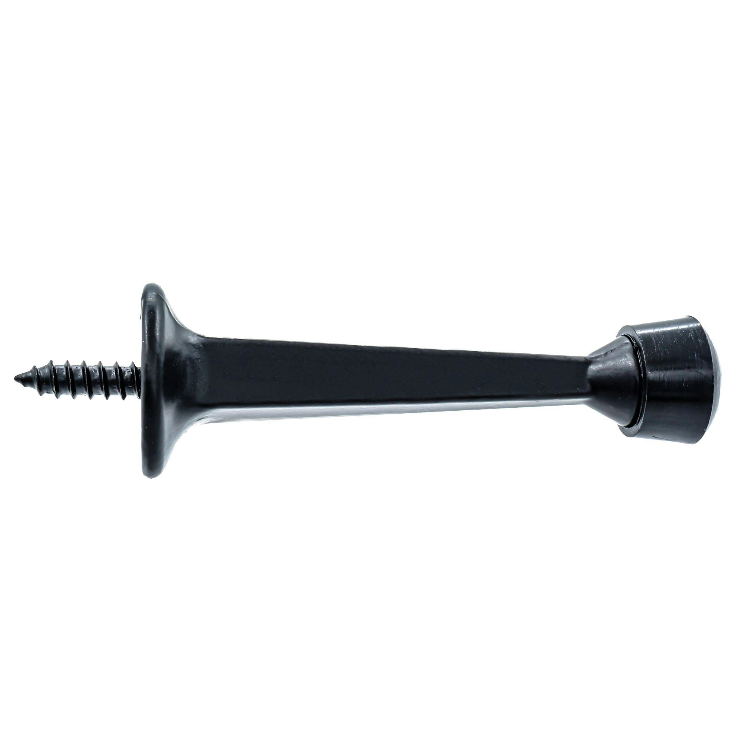 Hillman Rigid Door Stop, Black, 4-in, 2-pk