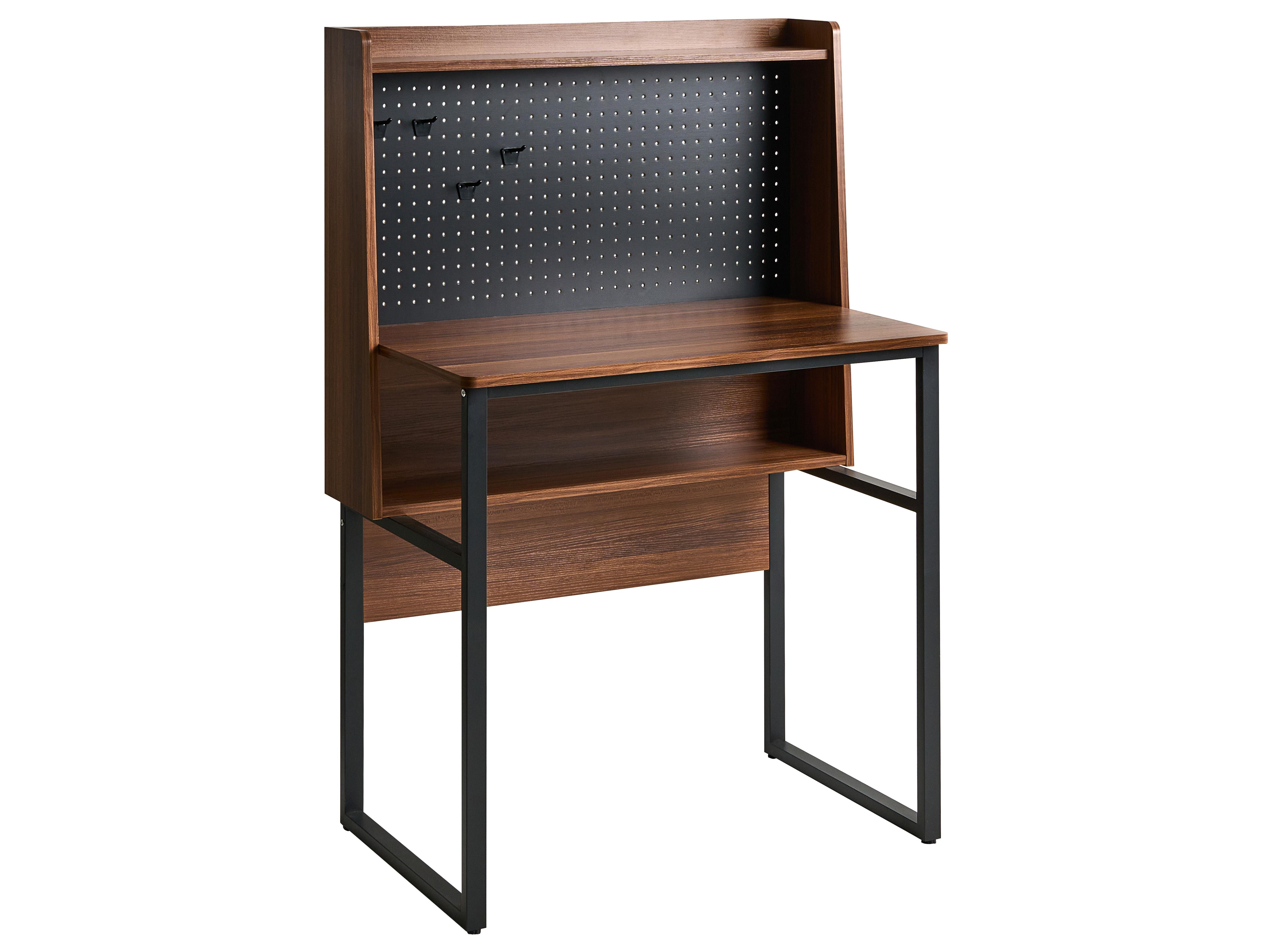 Home Office Desk with Pegboard BUXTON Dark Brown 84 cm 48 cm