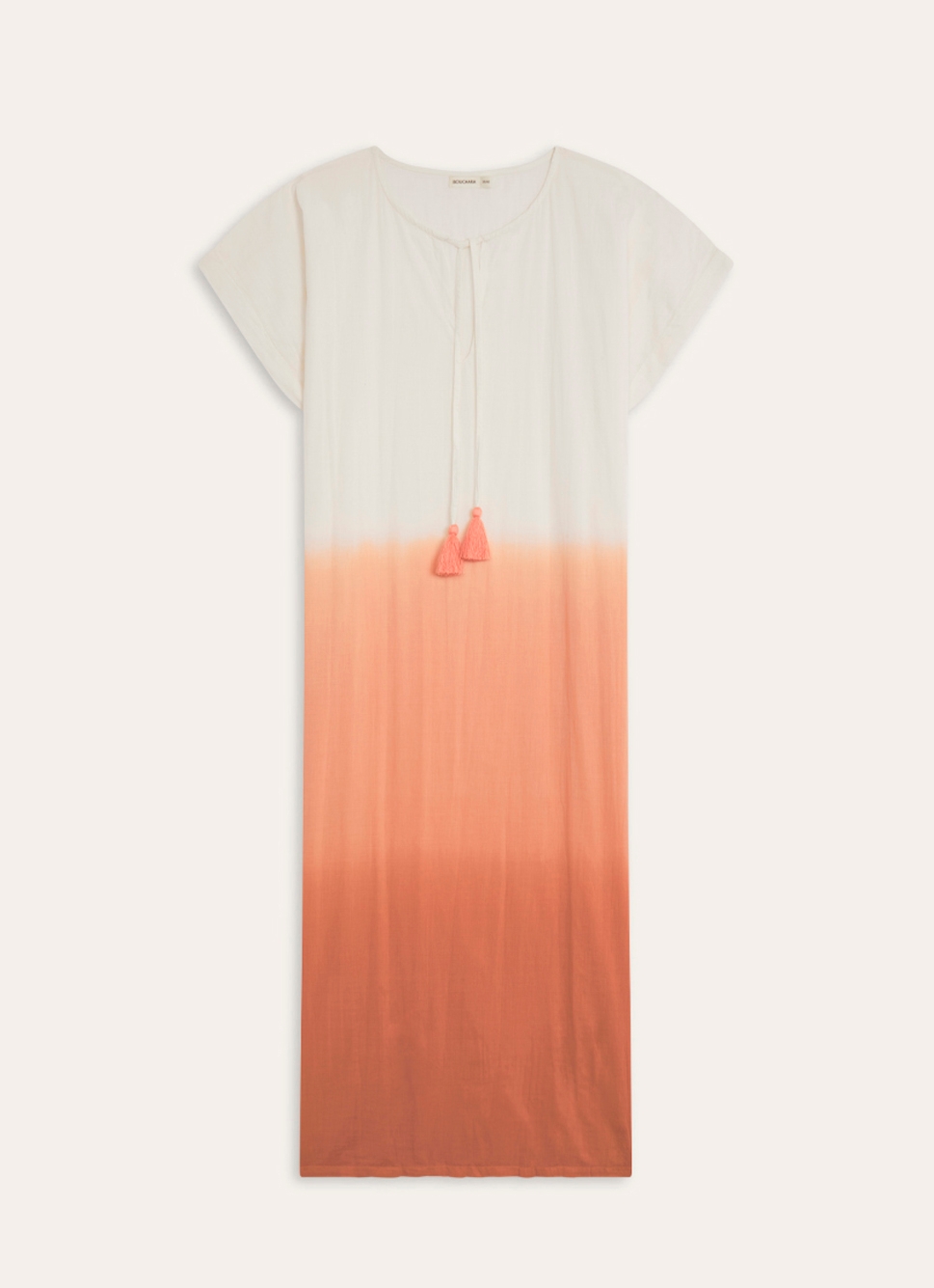 ROBE LONGUE EN COTON DÉGRADÉE DE COULEUR CORAIL