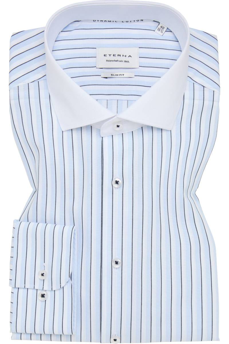 ETERNA Slim Fit Hemd blau, Gestreift