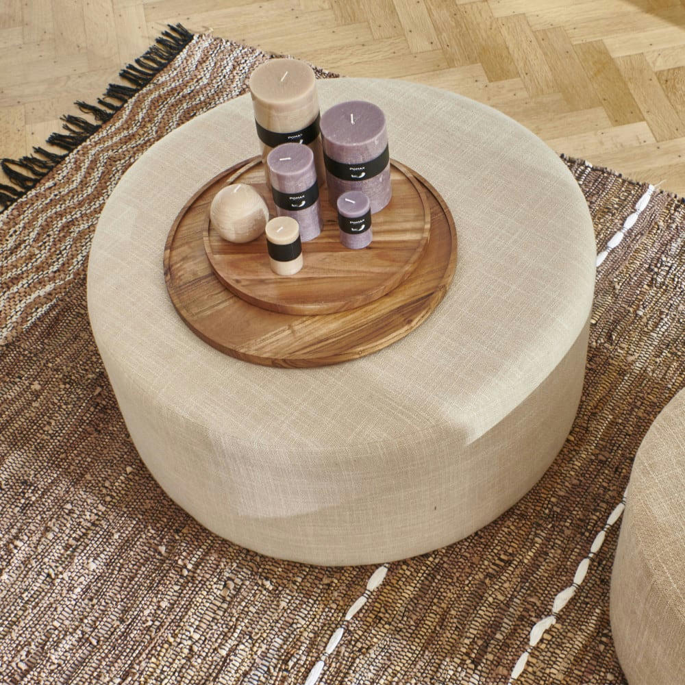 DELILAH - Pouf en tissu D55cm beige