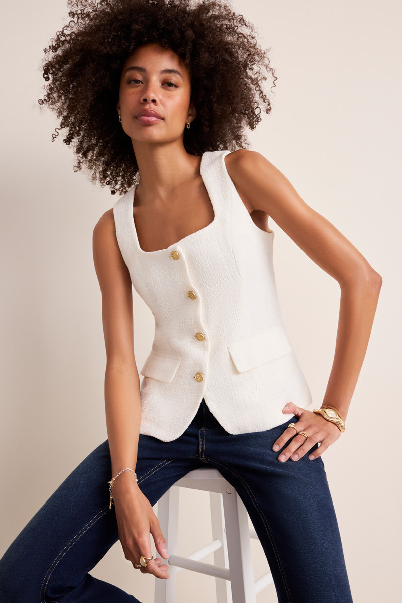 Bianca Button Up Tweed Vest