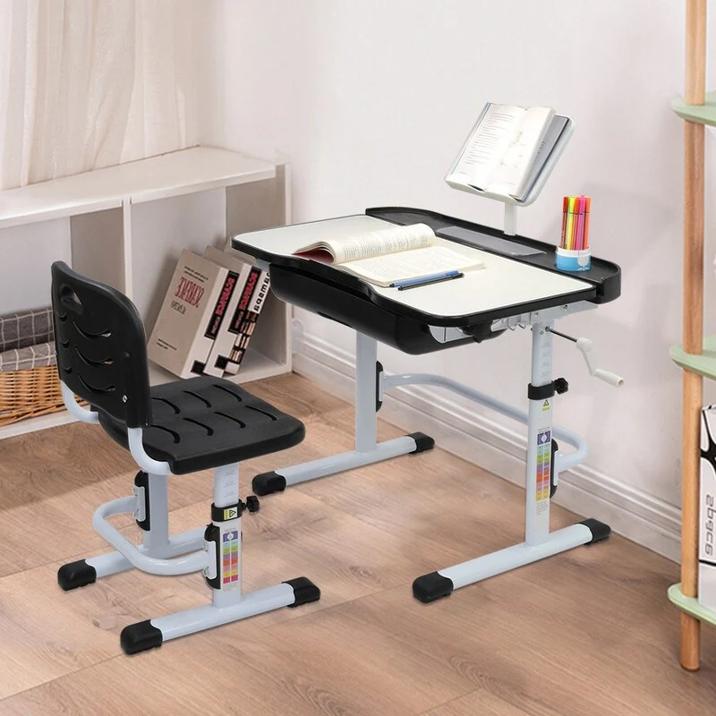 Adjustable Kids Desk and Chair Set With Reading Stand