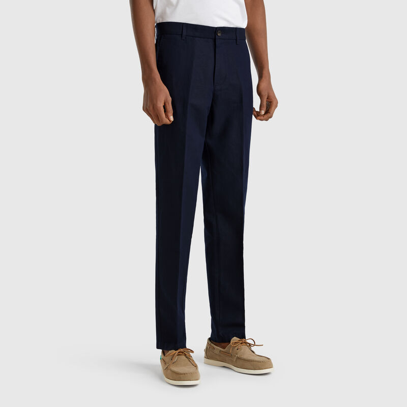 Slim fit chinos in linen blend