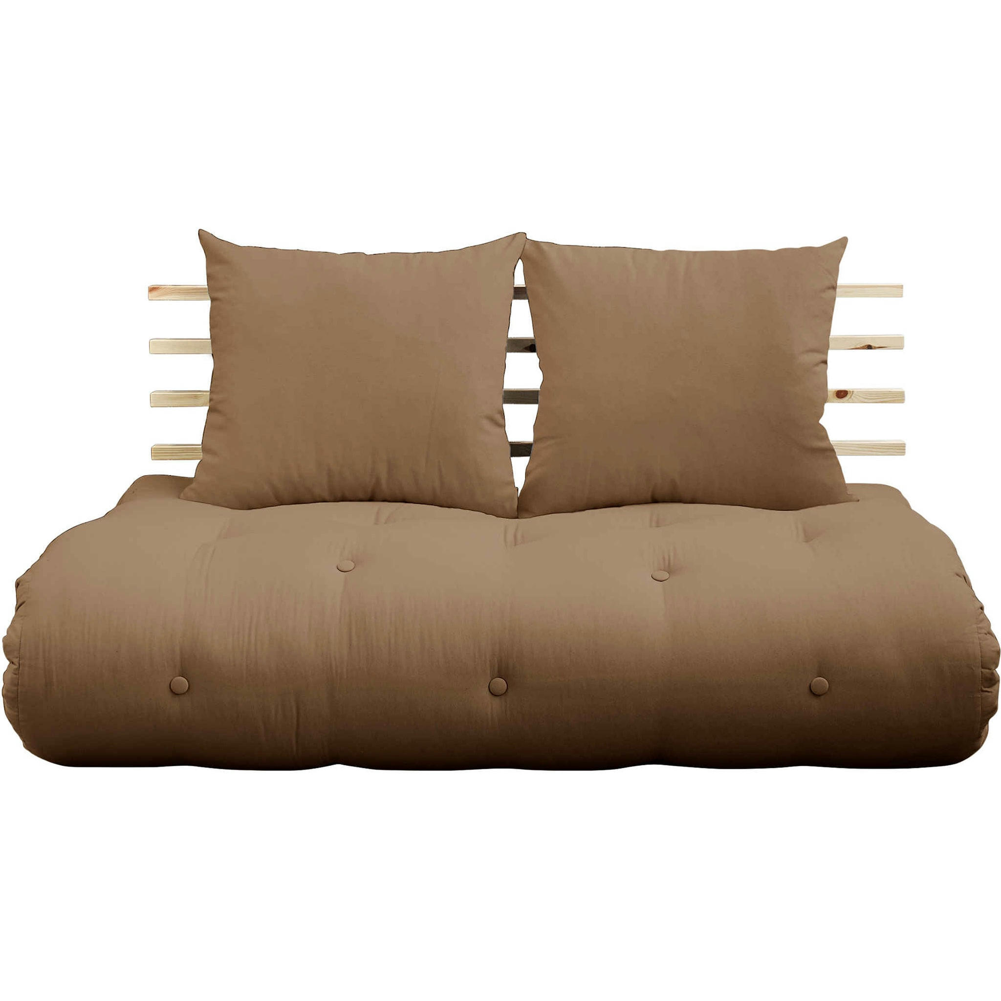 - Tête de lit en pin massif avec futon marron 140x200
