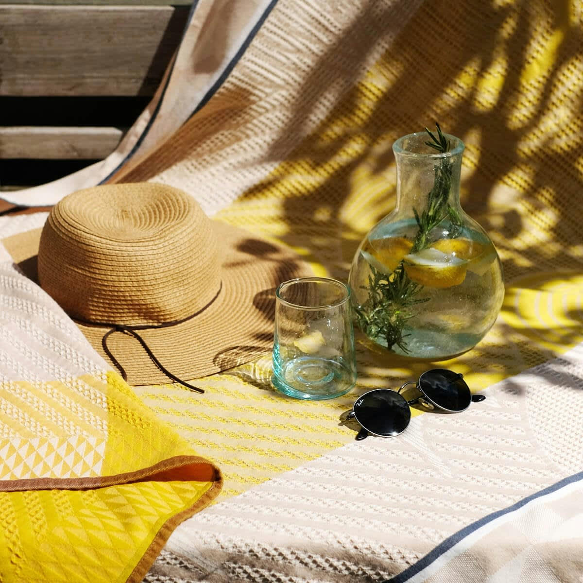 BAIGNADE À SOCOA - Pareo en coton sable 100 x 200