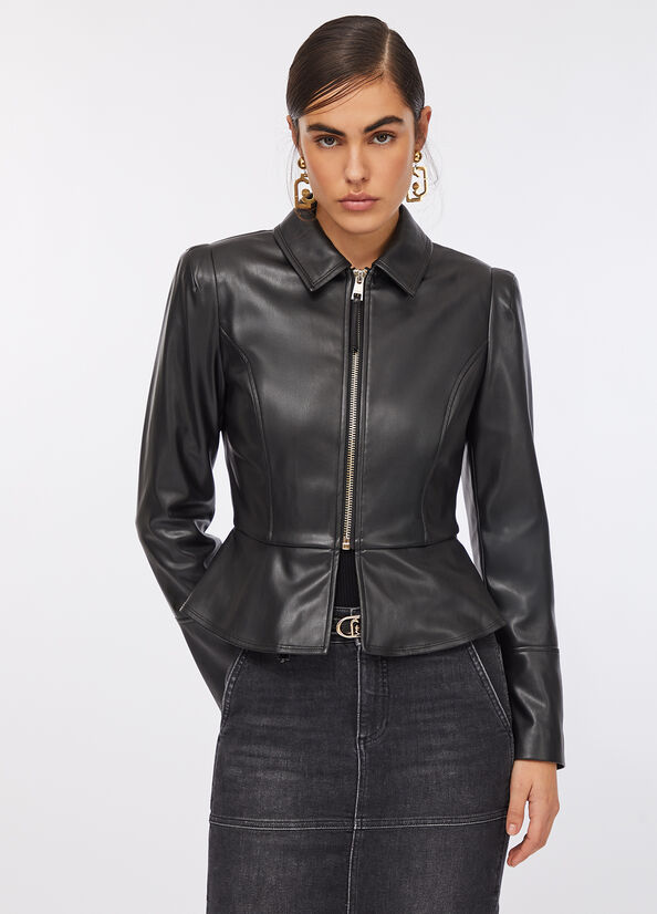 Giacca slim-fit in tessuto spalmato
