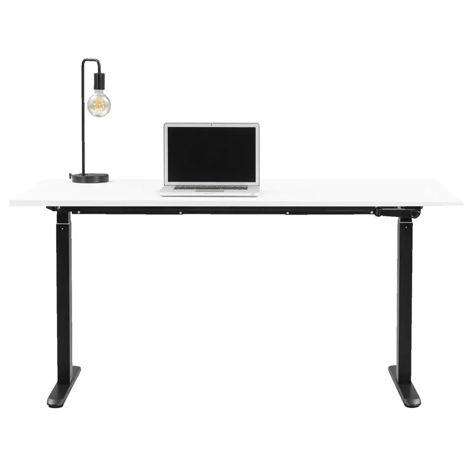 Bureau Homeworx zit/sta handmatig verstelbaar - wit/zwart - 75/118x160x80 cm