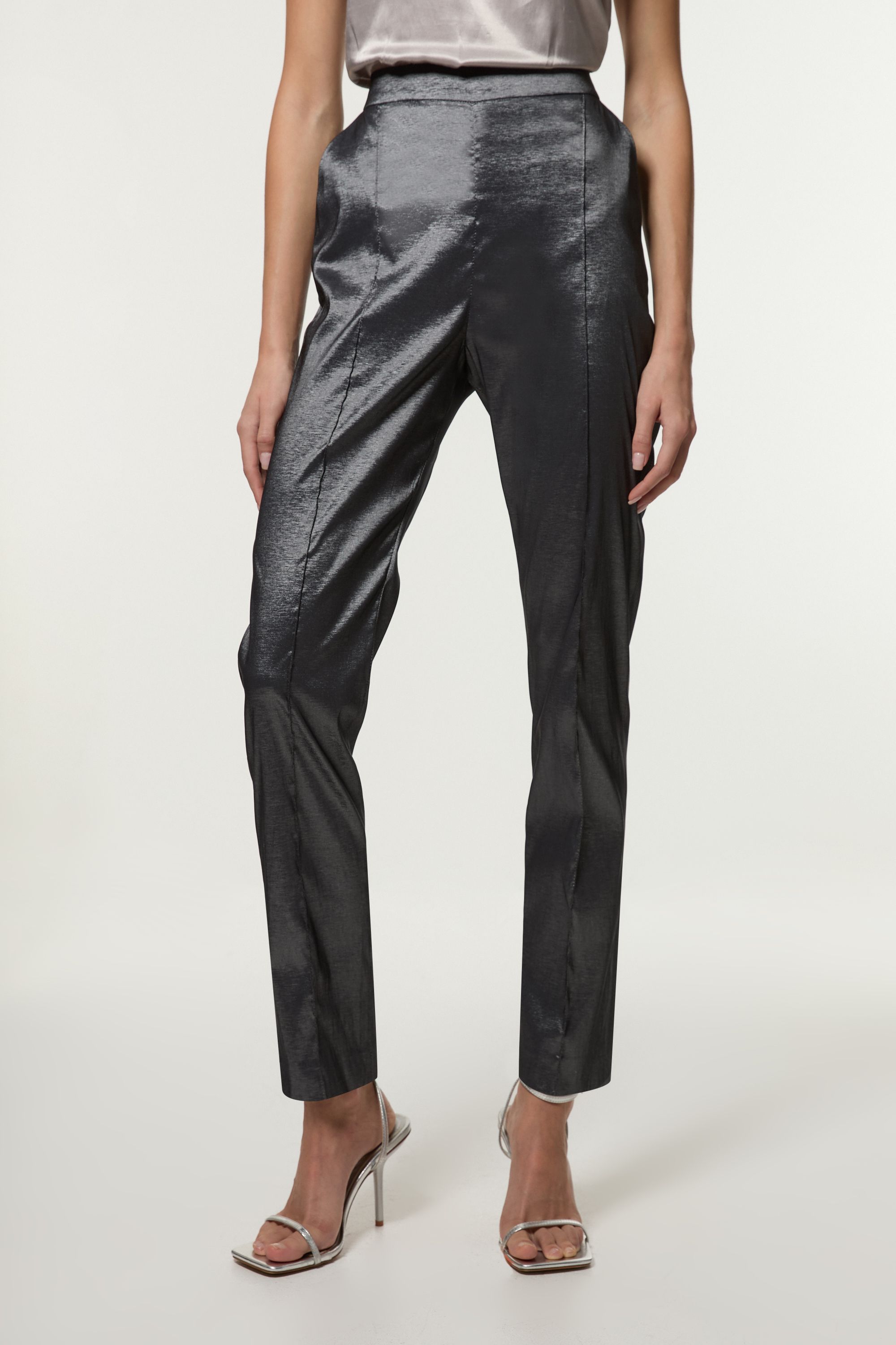 KarenMillen Fluid Tailored Metallic Straight Leg Trousers