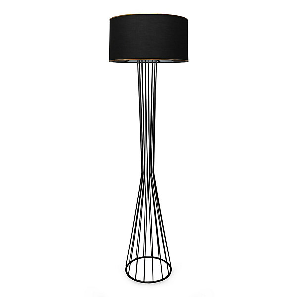 Lampadaire salon moderne chic noir, abat-jour tissu SINOP