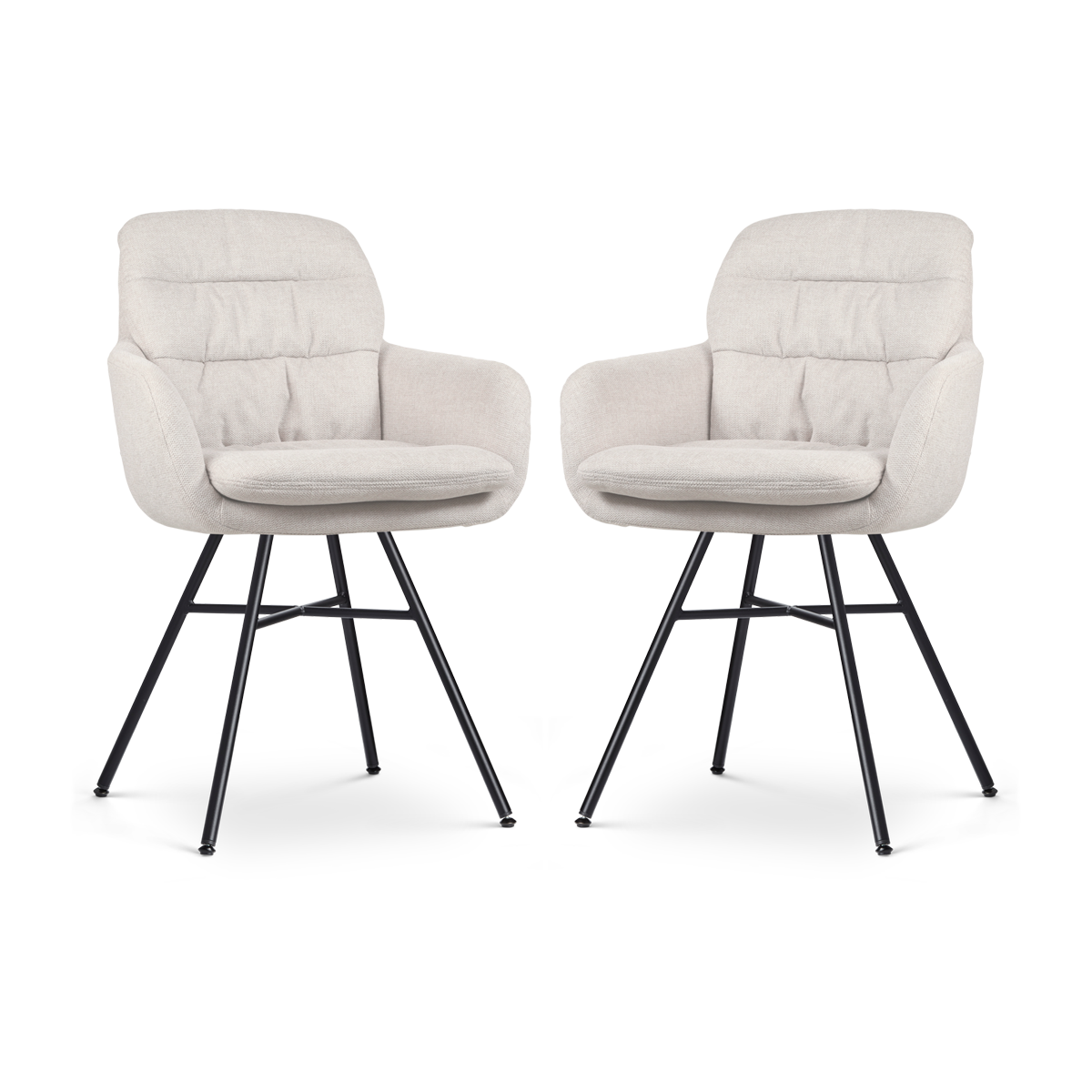 Nolon Noa-Mia Eetkamerstoelen Set van 2 - Beige - Zwarte Poten