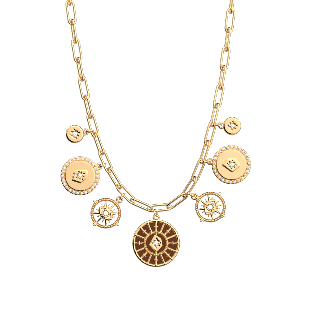 Collier Astrale Pampille, cuir réversible Bronze / Terre Cuite