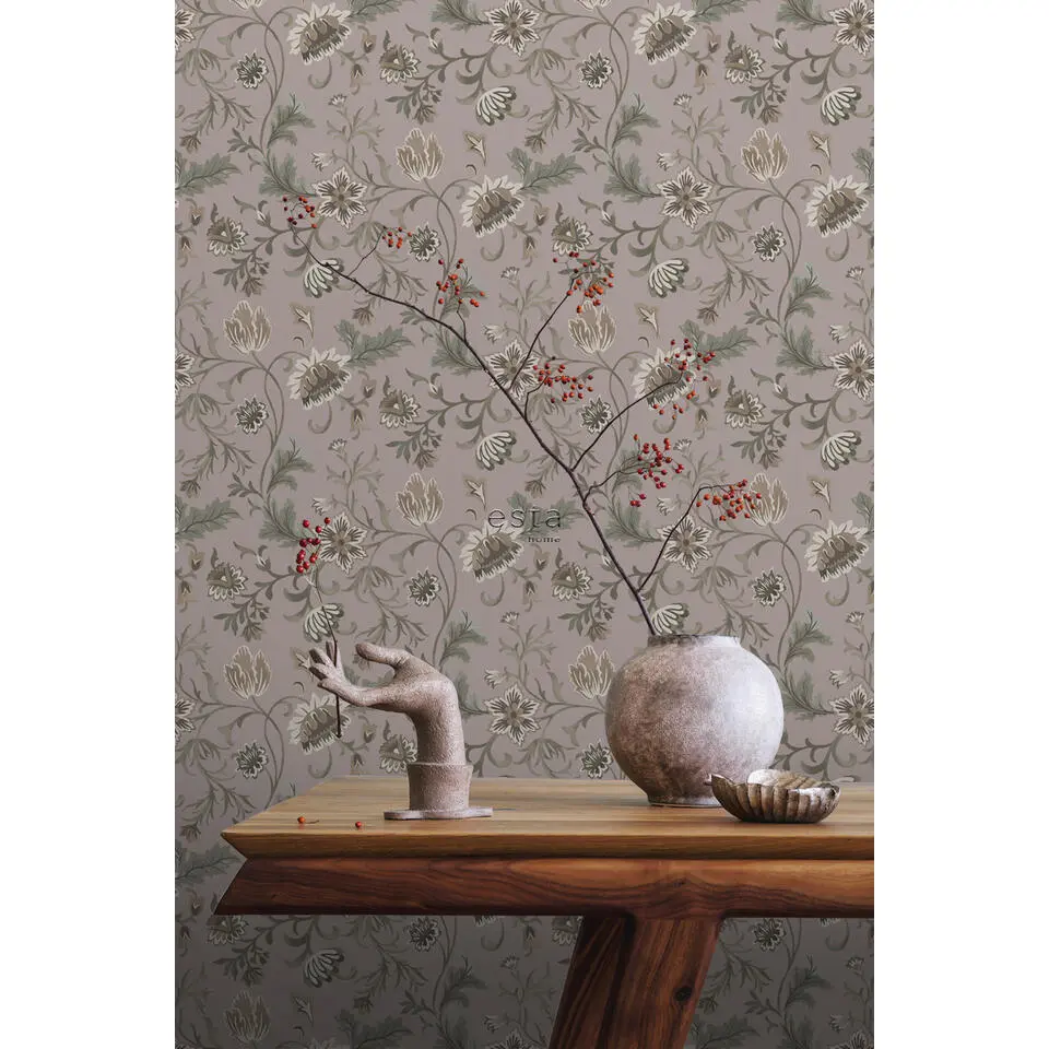 ESTAhome behang vintage bloemen oudroze - 50 x 900 cm