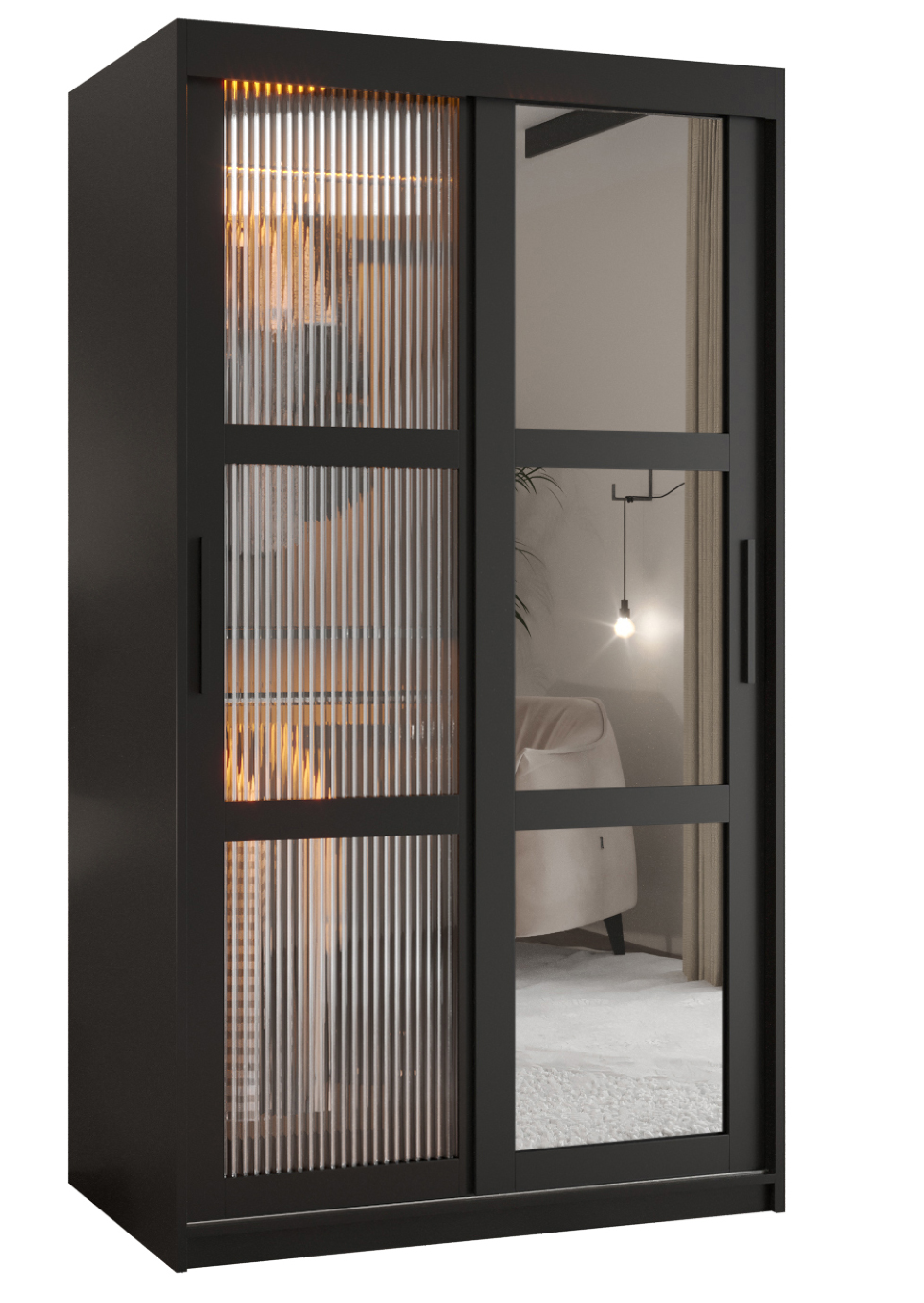 Szafa przesuwna Garderoba FLUTES 2 100 czarny