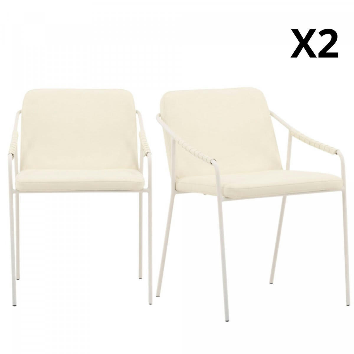 CRISTIALA - Lot de 2 chaises tendance en simili blanc