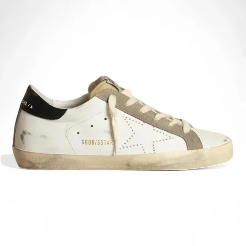 Super-Star sneakers with perforated star and glossy midnight-blue leather heel tab