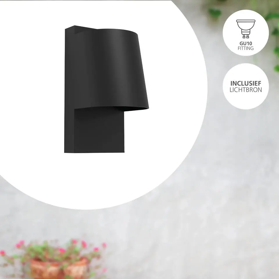 EGLO Stagnone Wandlamp - GU10 - &Oslash; 8.4 cm - Zwart