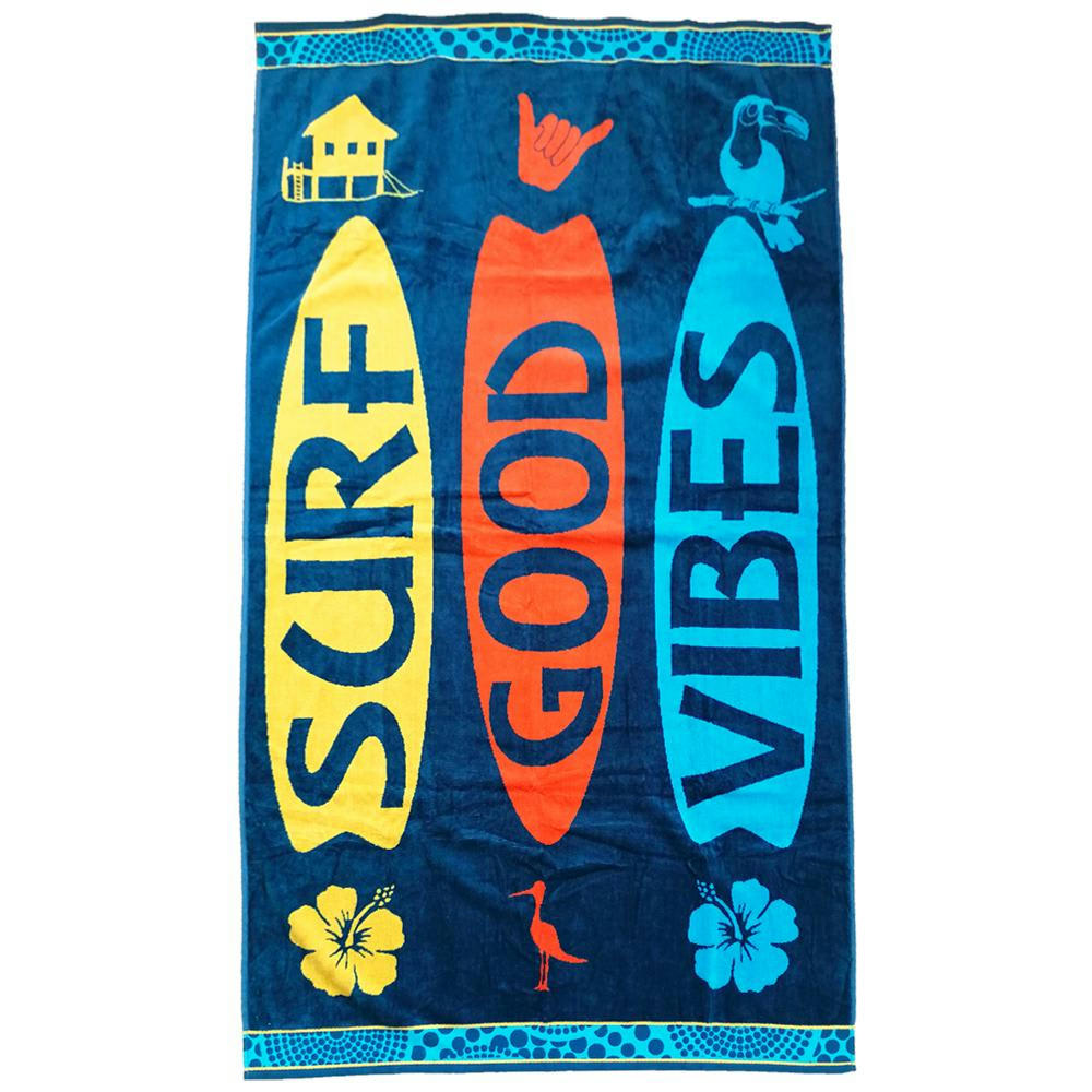 PLAGE - Serviette de plage éponge velours Jacquard Sajuta 100x175 470g/m²