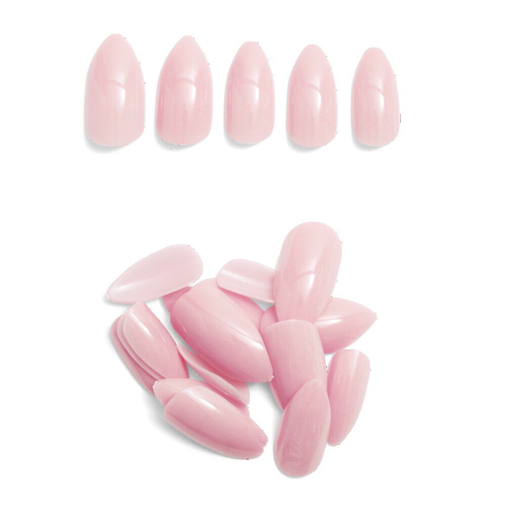 Lot de 24 faux ongles caméléon avec stickers de colle plastique rose