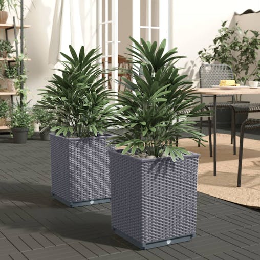NNEVL Planters 2 pcs Dark Grey 30x30x37 cm Polypropylene