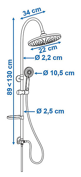 Colonne de douche sans robinetterie avec pommeau   douchette 2 jets   flexible   barre réglable, chrome, Edouard Rousseau Spatial