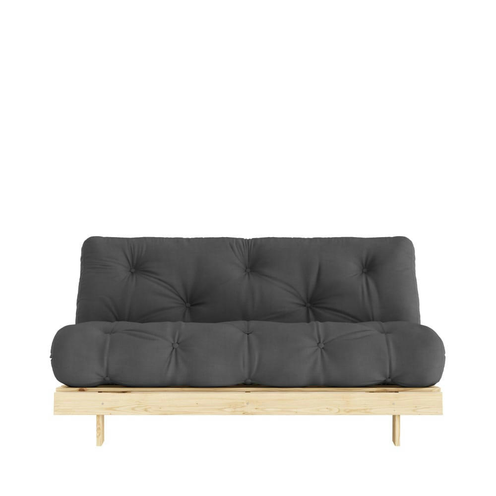 ROOTS - Canapé convertible 2 places 160x200cm en bois et tissu gris foncé