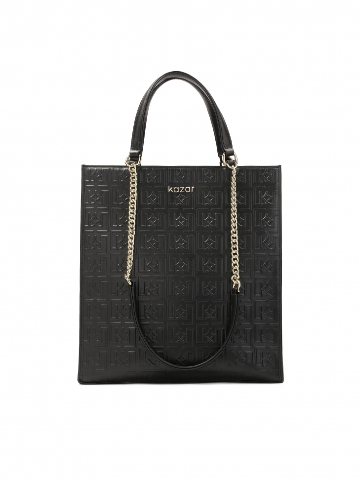 Large simple handbag decorated with embossed pattern