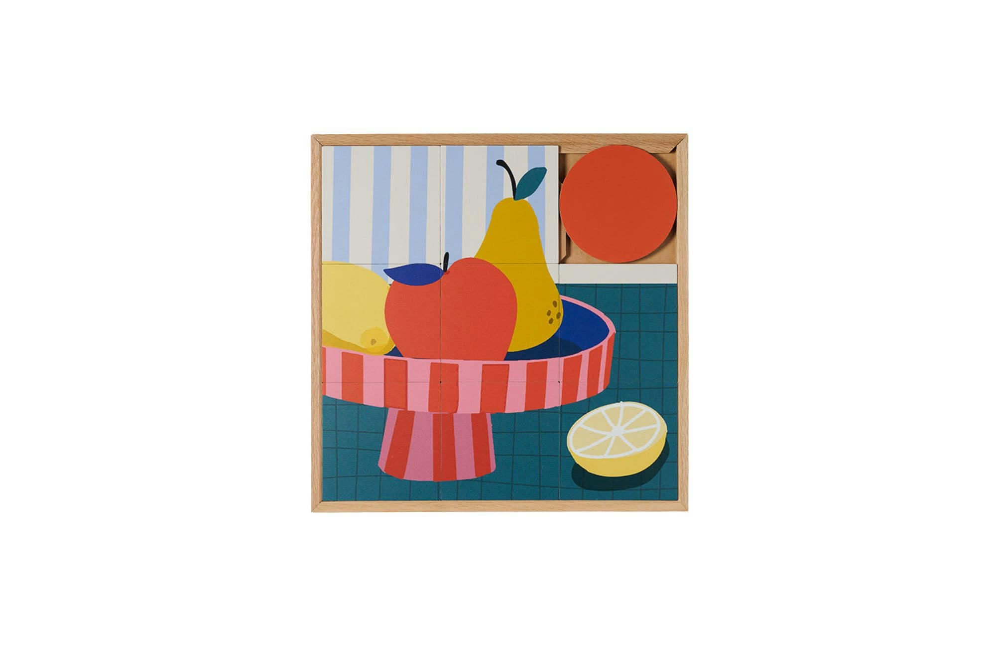 HEDIA - Tableau en bois taquin abstrait coloré   48 x 48