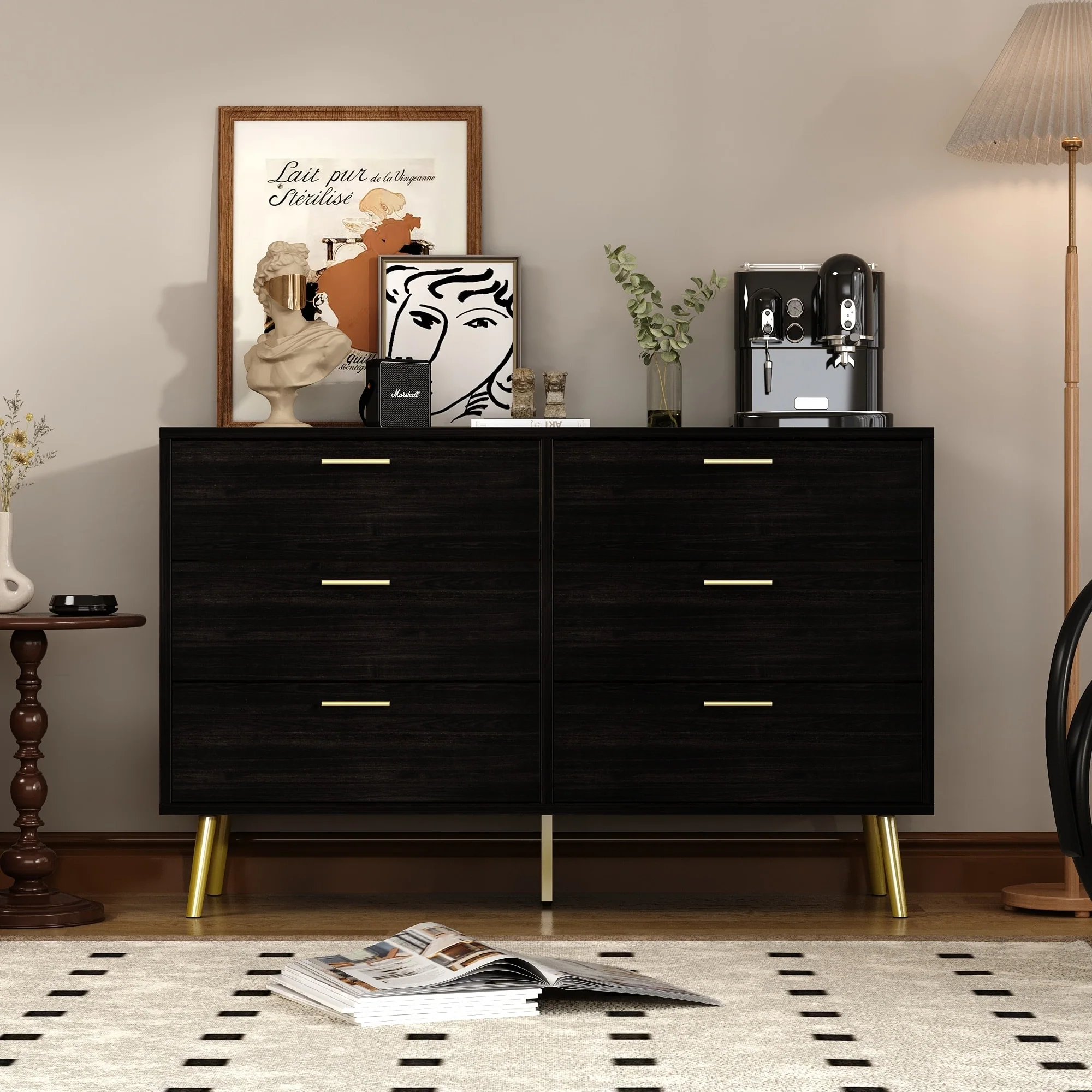 FUFU&GAGA Modern Double 6-Drawer Dresser Chest Of Drawers Cabinet
