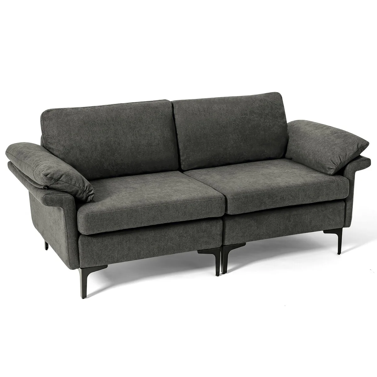 Costway Modern Loveseat Fabric 2-Seat Sofa Couch for Small Space w/ - See Details