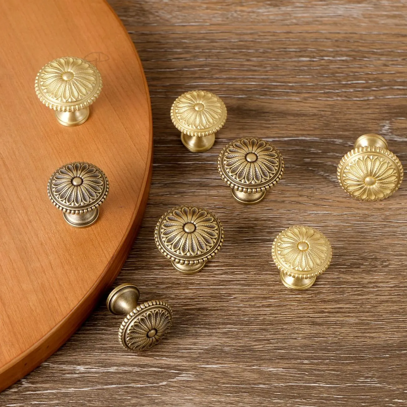 Victorian Antique Brass Cabinet Knobs, Retro Decorative Dresser Hardware