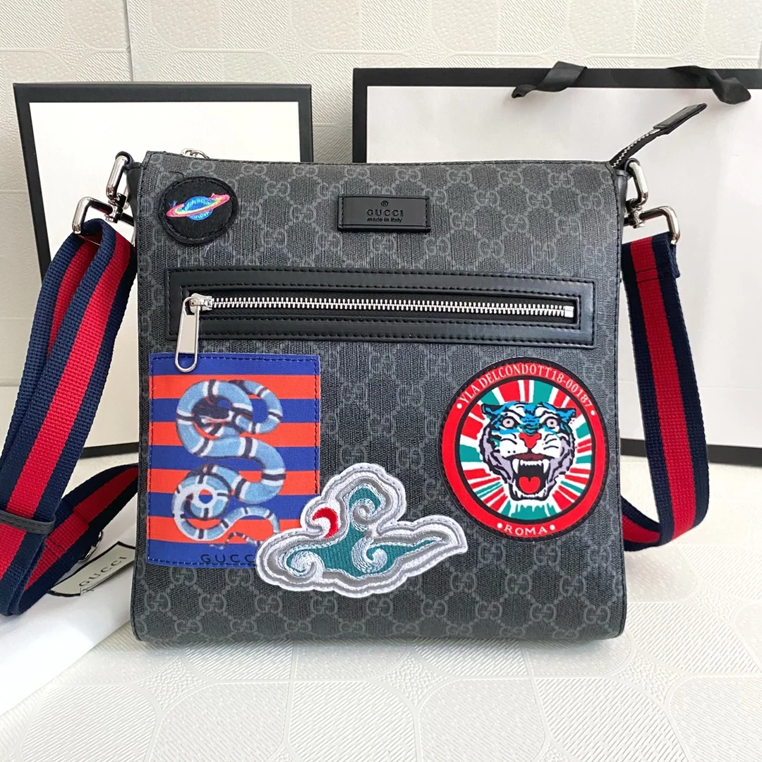 GUCCI Classic Canvas&Leather Crossbody Bag