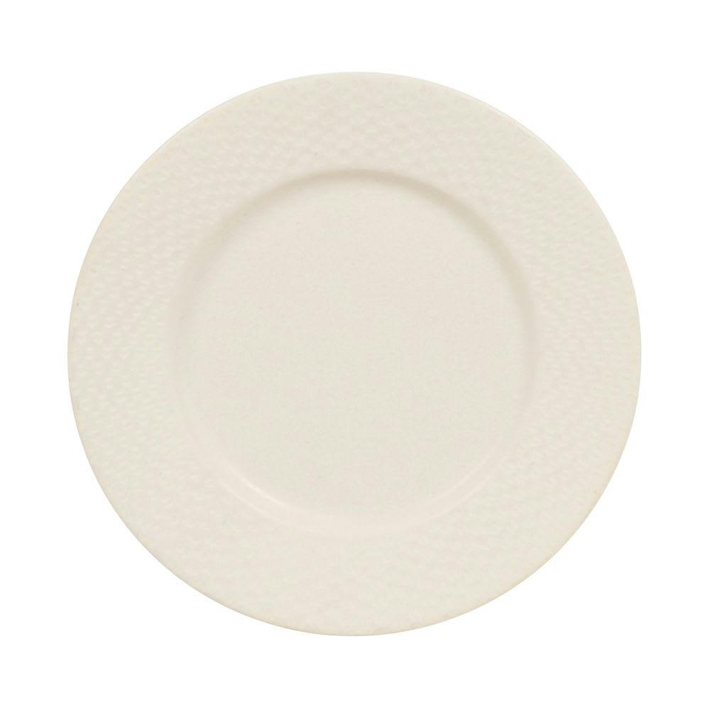 - Assiette à dessert en grès blanc bords gravés