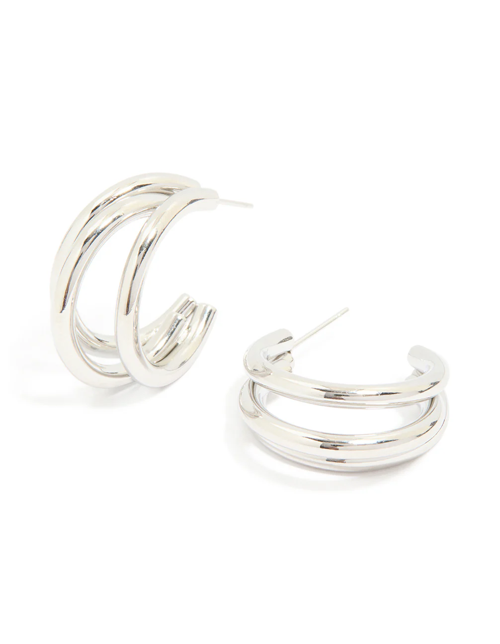 Waterproof Stainless Steel Triple Prong Hoop Earrings