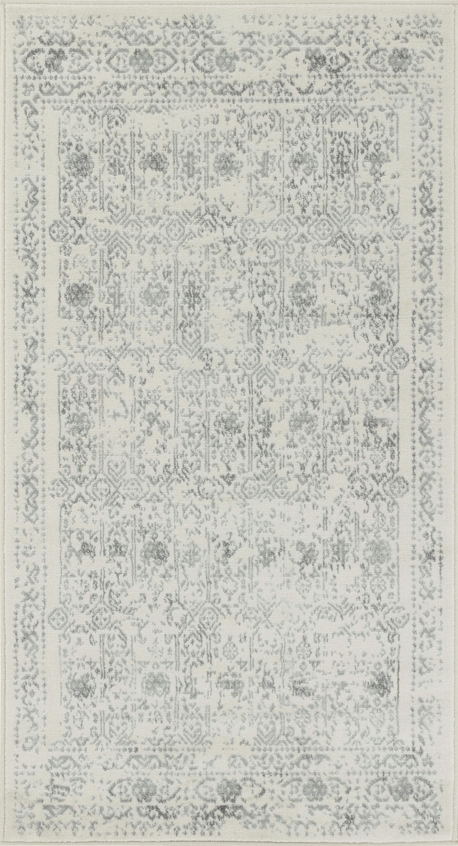 VICKY - Tapis de Couloir Vintage Oriental Ivoire/Gris Clair 80x150