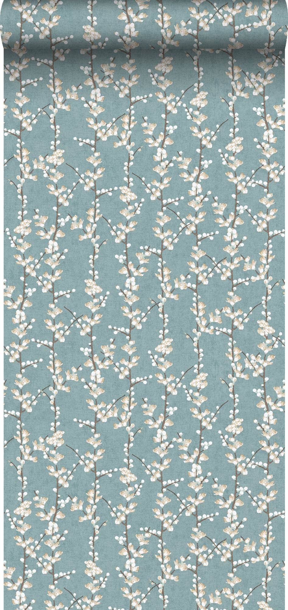 Sanders & Sanders behang bloesemtak vergrijsd blauw en wit - 53 cm x 10 m - 640179
