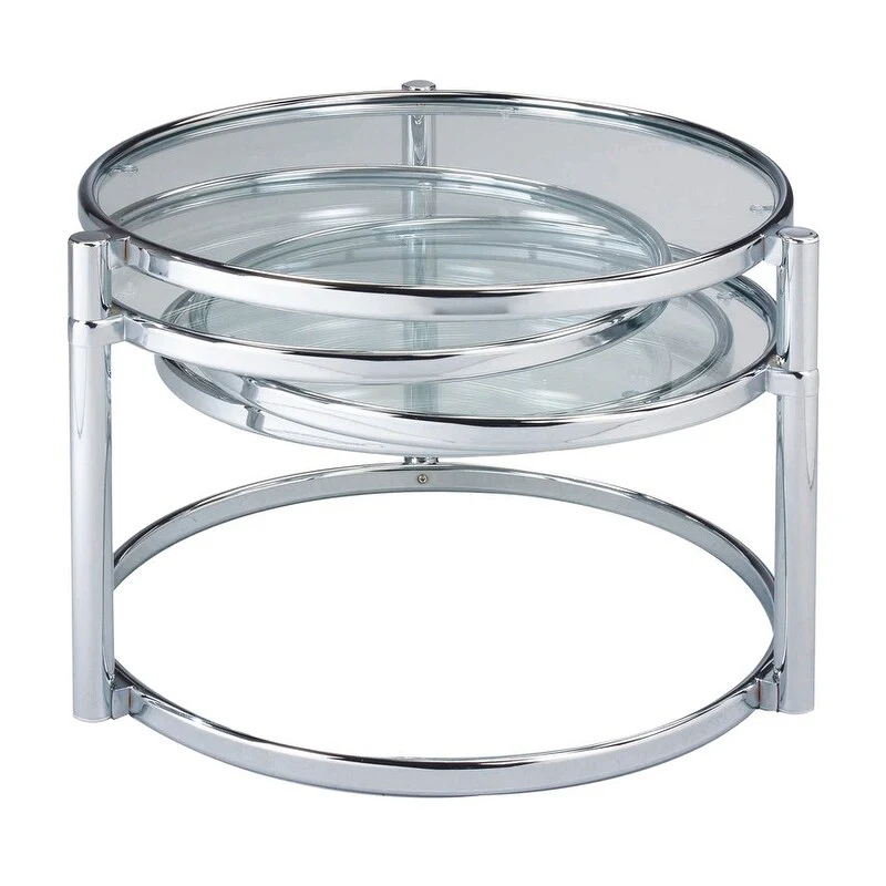 Modern Motion Clear Glass and Chorme Coffee Table