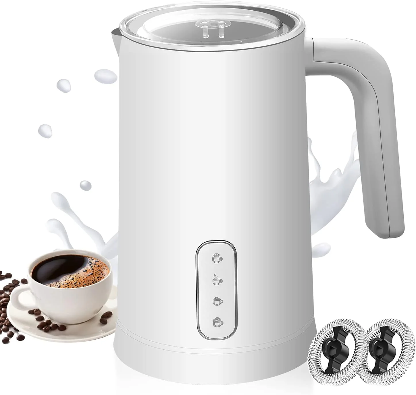 Electric Milk Forther and Steamer-Coffee Frother, 8.4oz Hot/Cold Foam Maker, Automatic Milk Warmer Frother for Latte,Cappuccino,Hot Chocolate, House Warming Gift, White