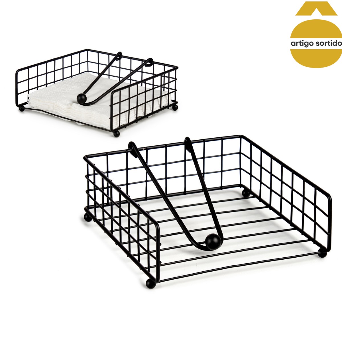 Suporte para guardanapos preto em metal