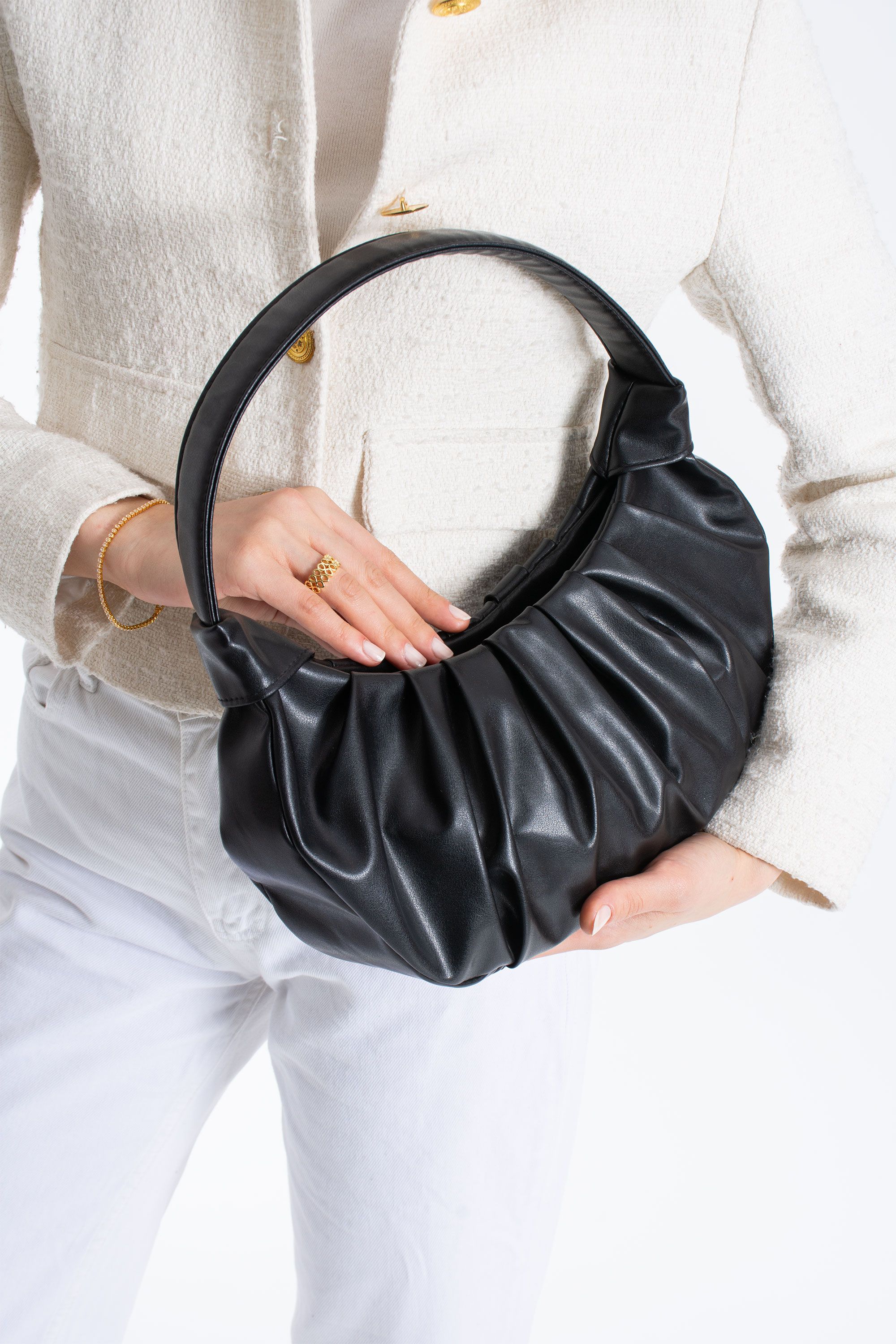 Belissh Pleated Pu Leather Shoulder Bag