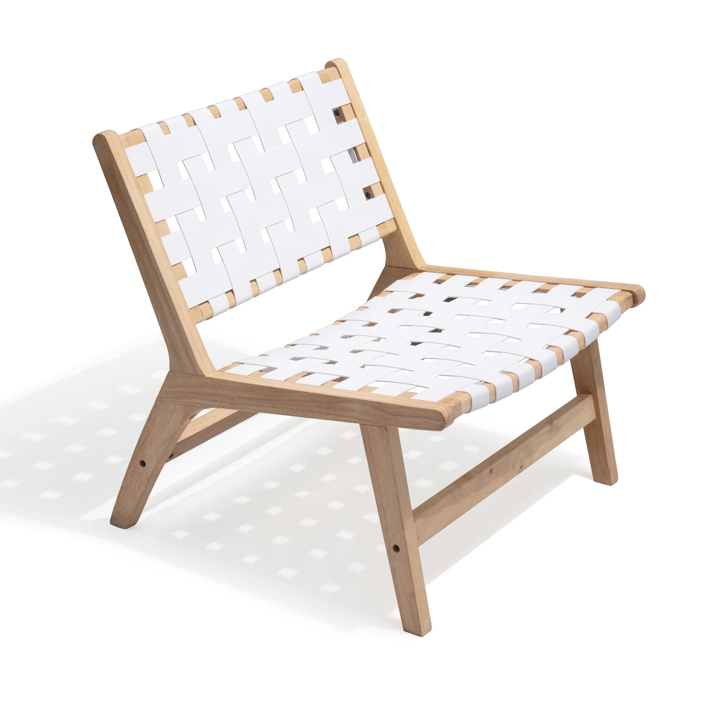 Accent Chair Faux Leather Weave and Wood Frame Indoor Outdoor Leisure Single Chair