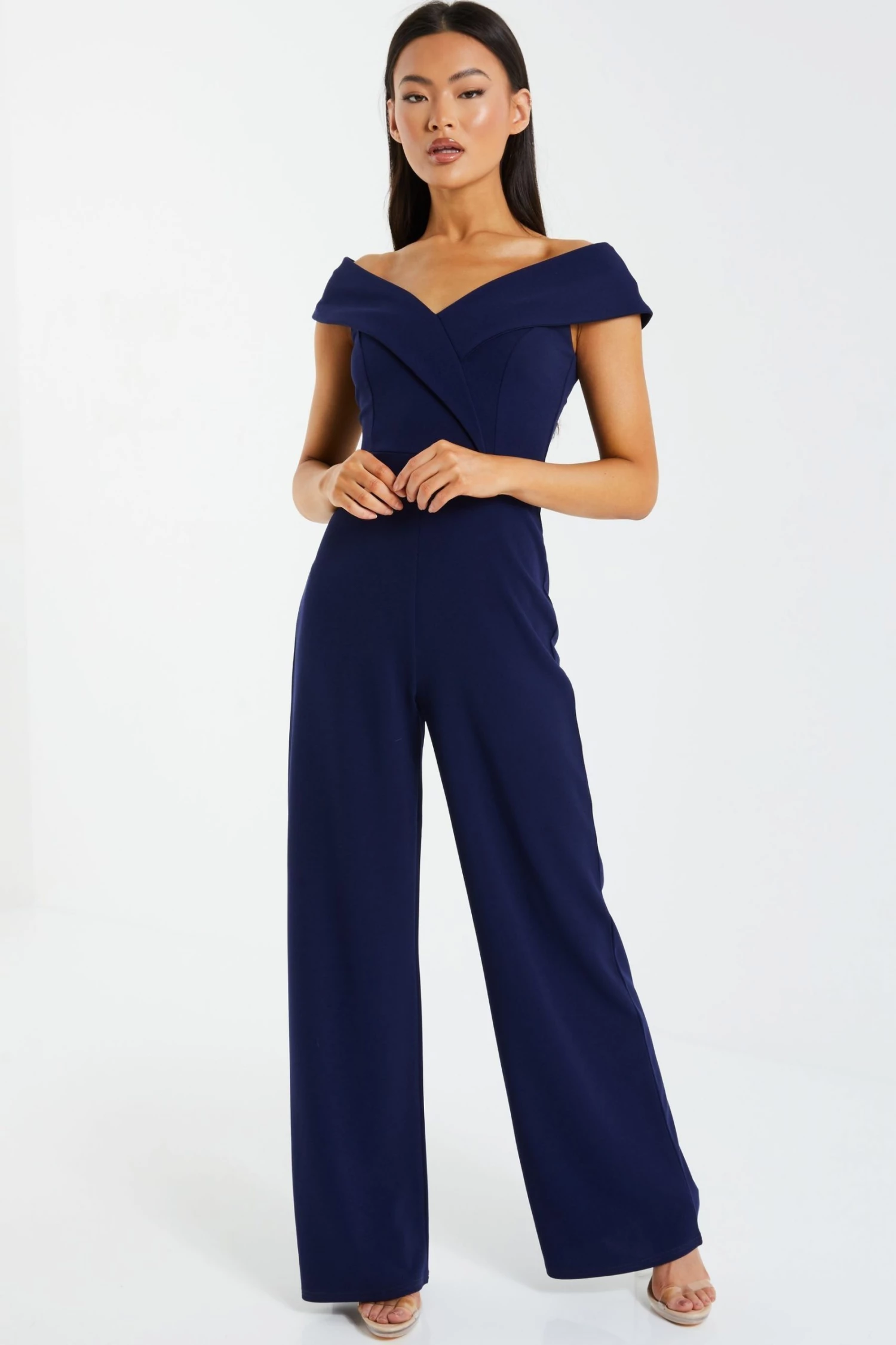 Quiz Blue Bardot Palazzo Jumpsuit