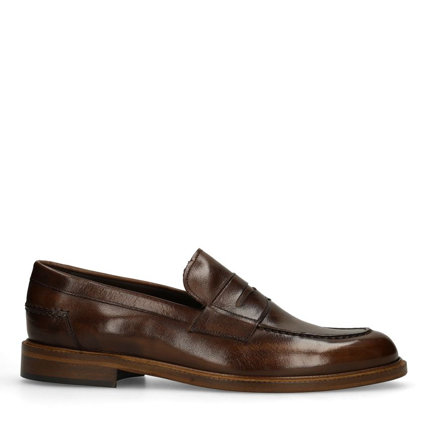 Manfield Bruine leren Loafers