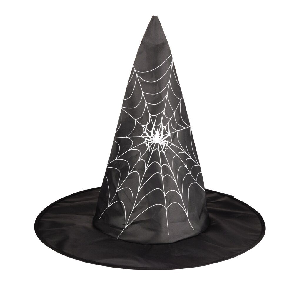 Chapeau sorcière adulte toile d'araignée noir et blanc