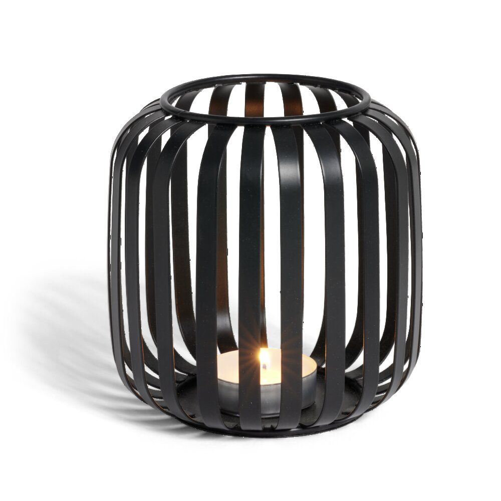 Lanterne ajourée métal noir Ø10xH12cm