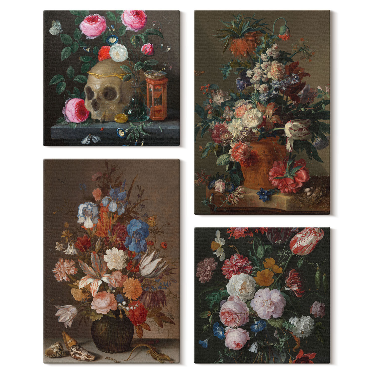 Obraz canvas 4 częściowy Kwiaty vintage |40x40, 40x60| Wallfluent